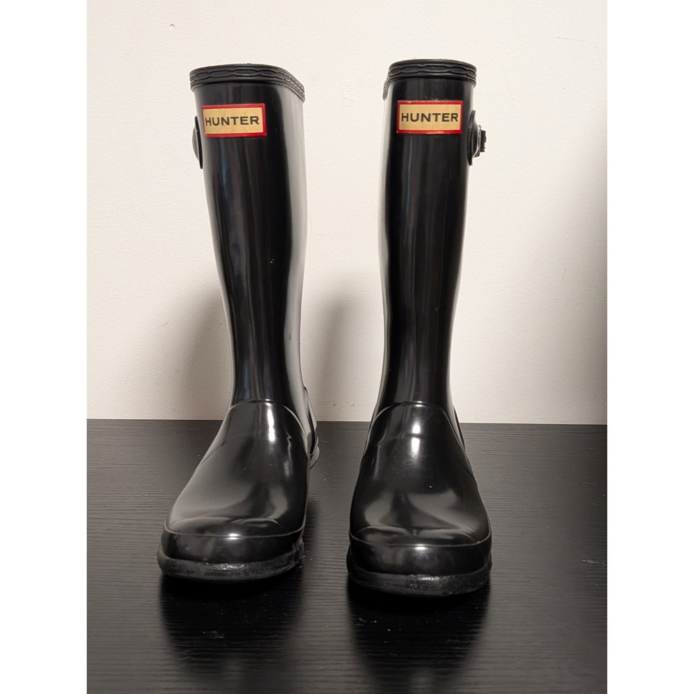Hunter Original Kids Gloss Black Rain Boots US 3B 4G EU 34 Waterproof - Picture 2 of 13